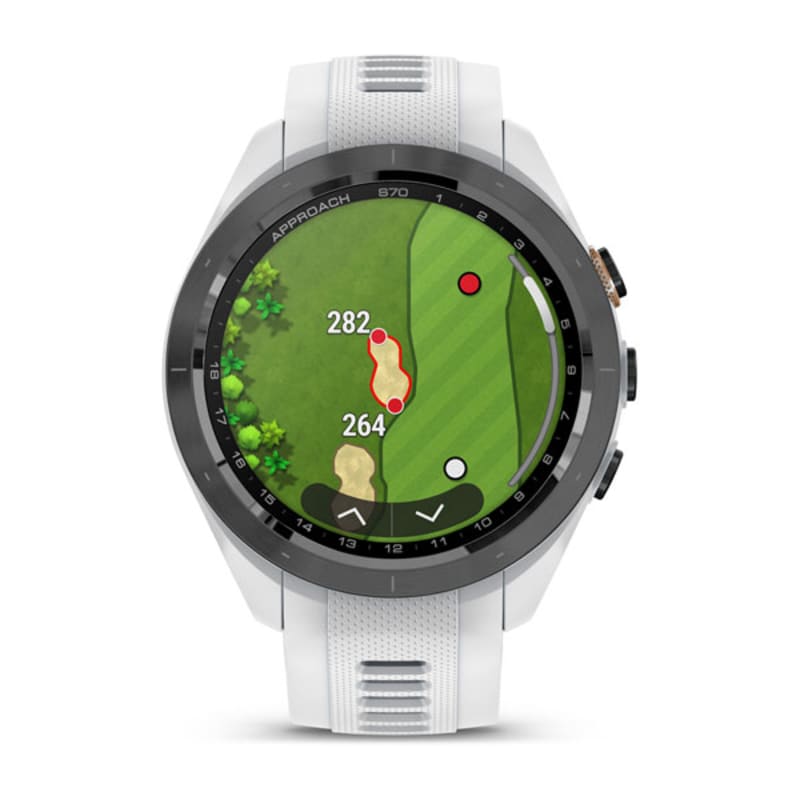 Garmin Approach S70 Golf GPS Watch product shot showing AMOLED display